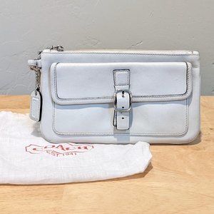 Coach white leather wristlet w/ dust bag